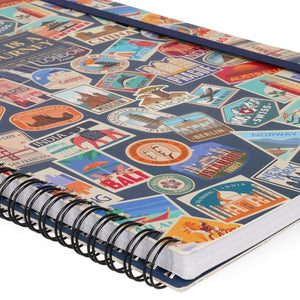 Legami - A4 Lined Defter ile Illustrated Hard Kılıf - Seyahat Stickers - Spiral-Bound