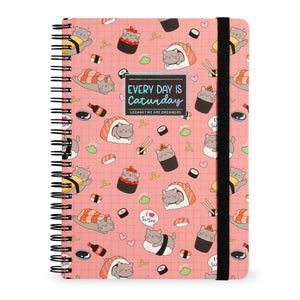 Legami - A4 Lined Defter ile Illustrated Hard Kılıf - Sushi Cat - Jotter - Spiral-Bound