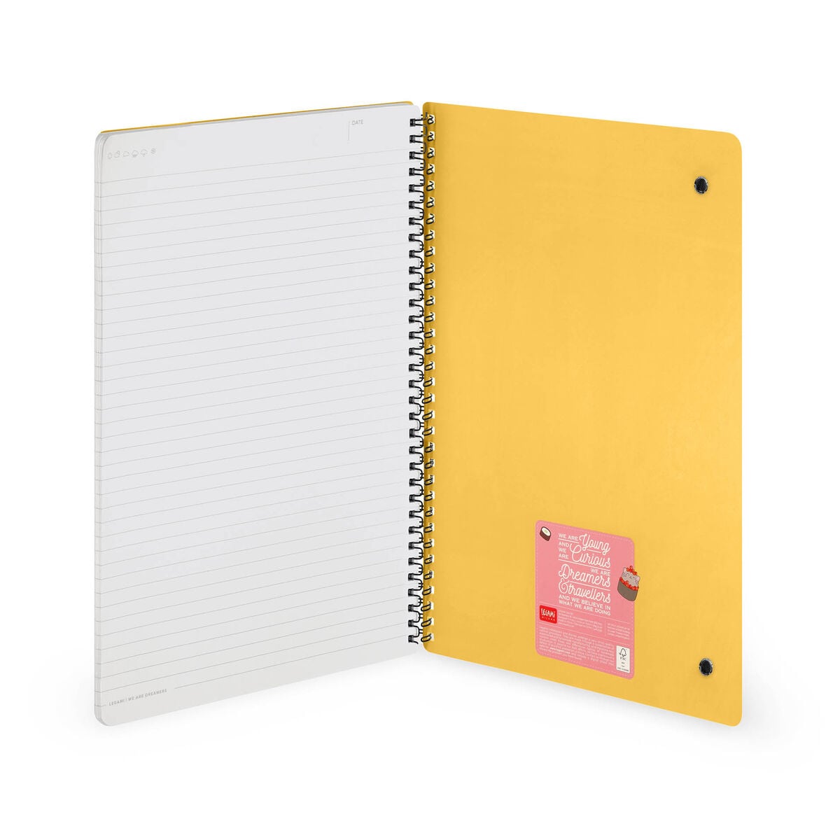 Legami - A4 Lined Defter ile Illustrated Hard Kılıf - Sushi Cat - Jotter - Spiral-Bound