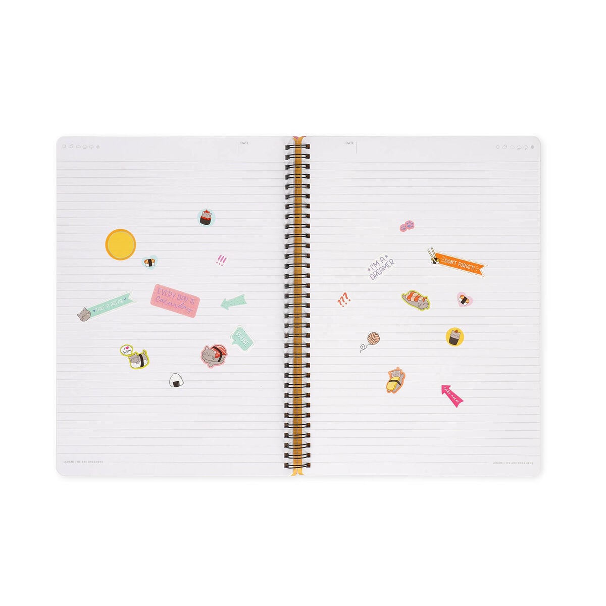 Legami - A4 Lined Defter ile Illustrated Hard Kılıf - Sushi Cat - Jotter - Spiral-Bound