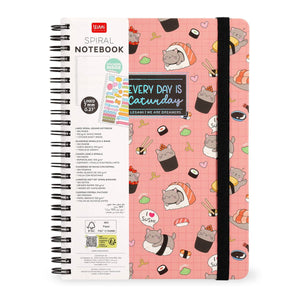 Legami - A4 Lined Defter ile Illustrated Hard Kılıf - Sushi Cat - Jotter - Spiral-Bound