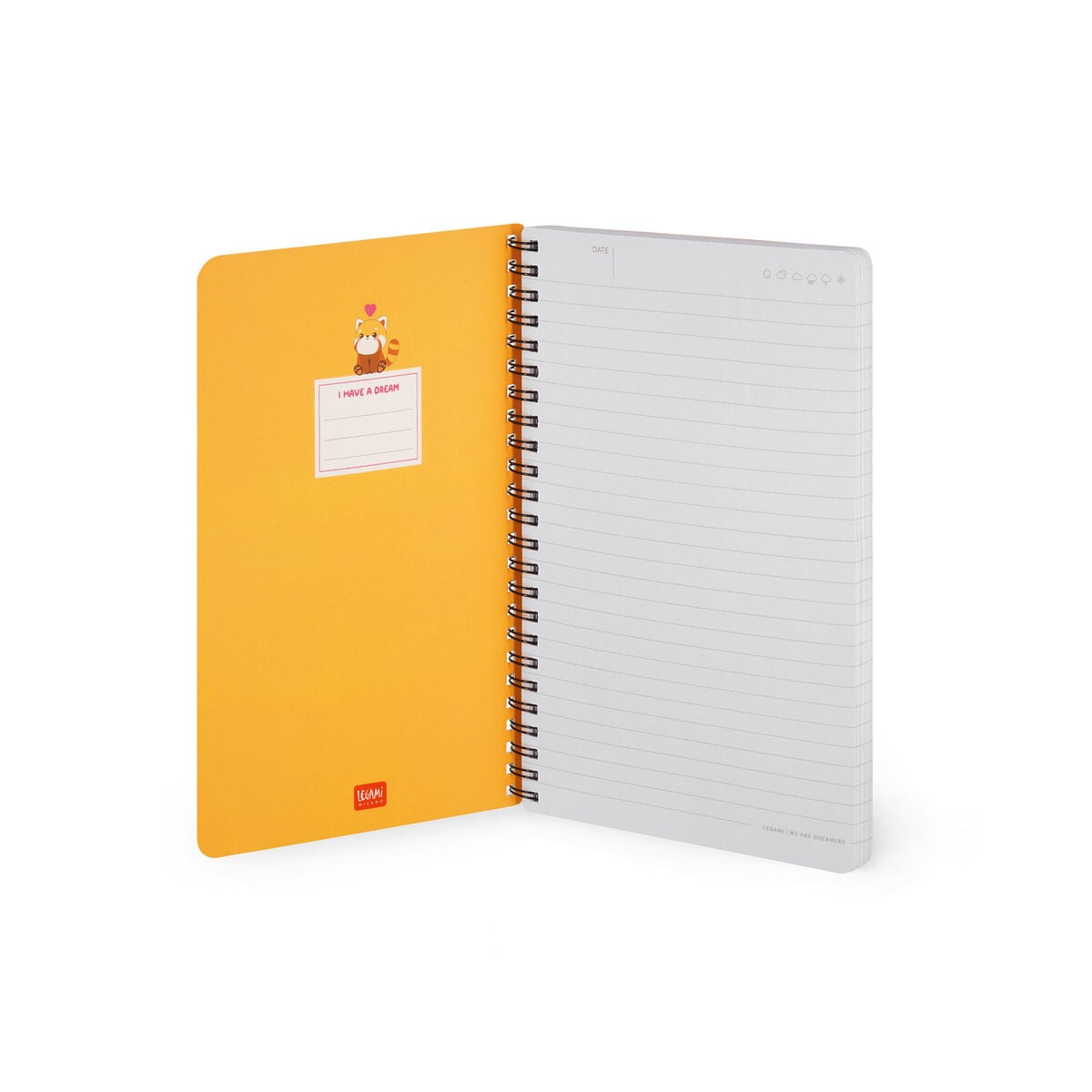 Legami - A5 Lined Defter ile Illustrated Hard Kılıf - Red Panda - Spiral-Bound