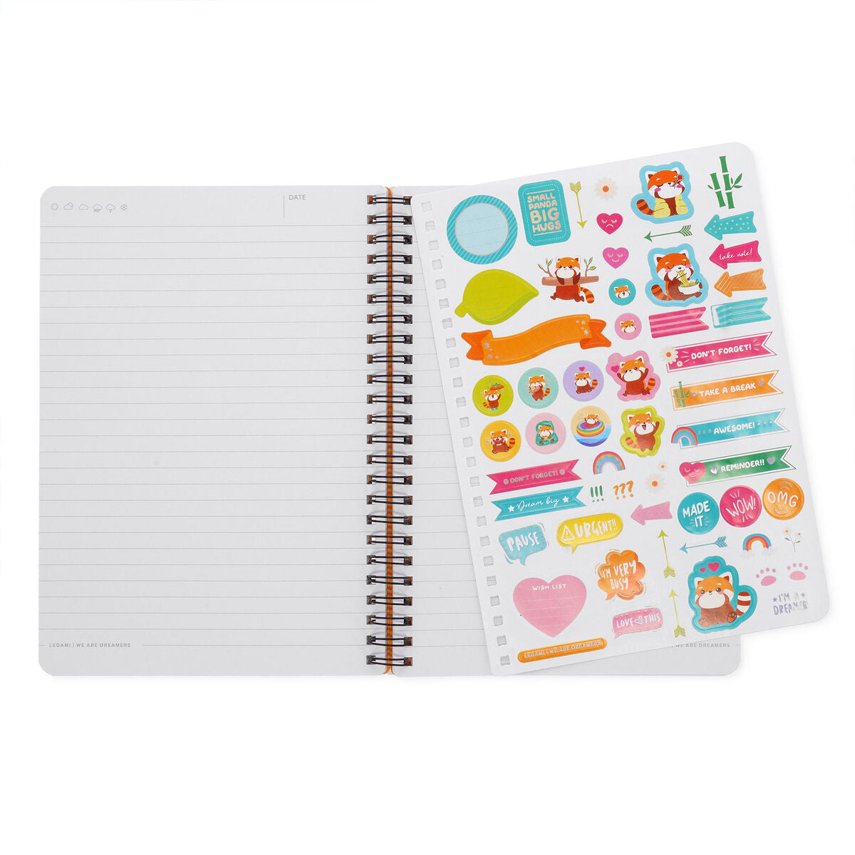 Legami - A5 Lined Defter ile Illustrated Hard Kılıf - Red Panda - Spiral-Bound