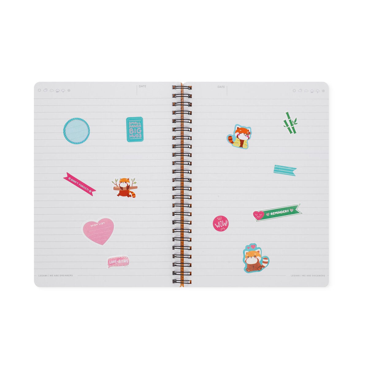 Legami - A5 Lined Defter ile Illustrated Hard Kılıf - Red Panda - Spiral-Bound
