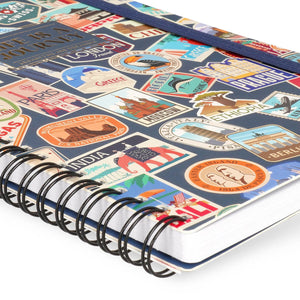 Legami - A5 Lined Defter ile Illustrated Hard Kılıf - Seyahat Stickers - Spiral-Bound