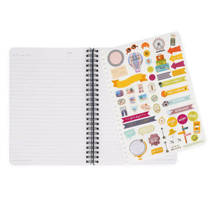 Legami - A5 Lined Defter ile Illustrated Hard Kılıf - Seyahat Stickers - Spiral-Bound