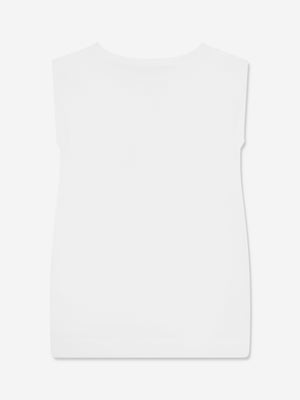 Emporio Armani Girls Sleeveless Logo Dress In White
