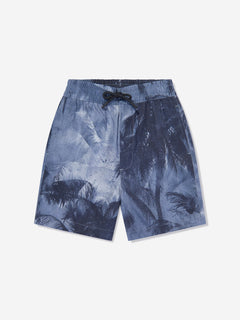 Emporio Armani Boys Palm Leaf Shorts in Blue