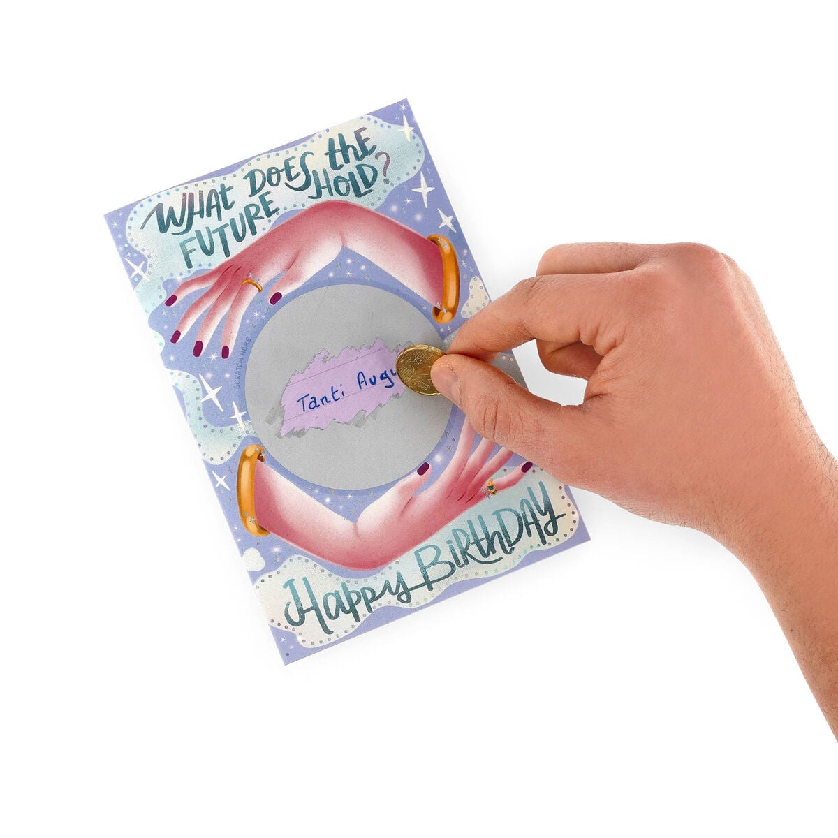 Legami - Happy Birthday Scratch-Off Opening Birthday Card - Crystal Ball - Scratch-Off Card