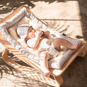 BINIBAMBA + Charlie Crane Merino Sheepskin LEVO Rocker Liner-Baby Bouncer Cushions- | Natural Baby Shower