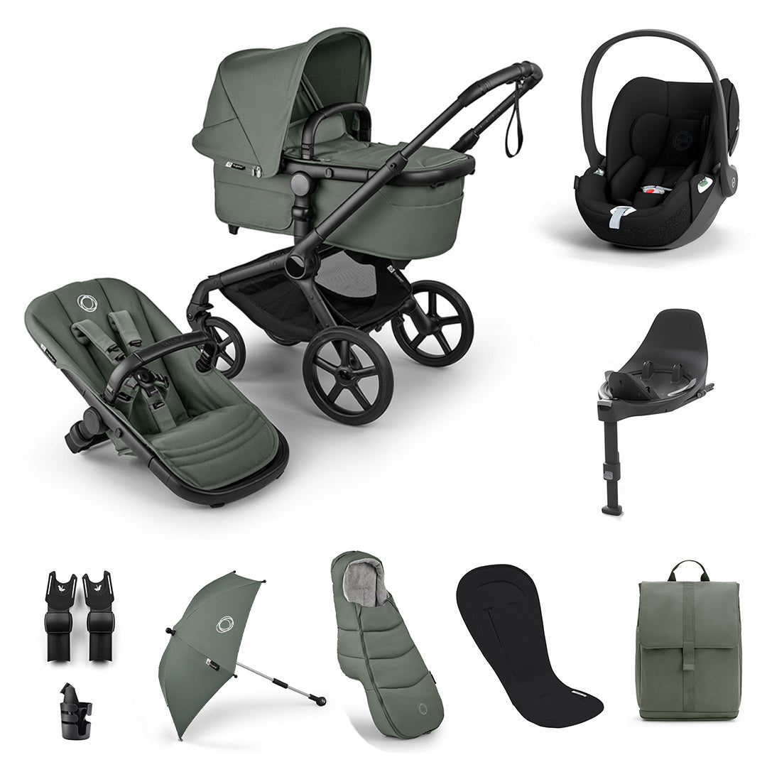 Bugaboo Fox 5 Renew Ultimate + Cloud T Travel System-Travel Systems-Forest Green-With Base | Natural Baby Shower