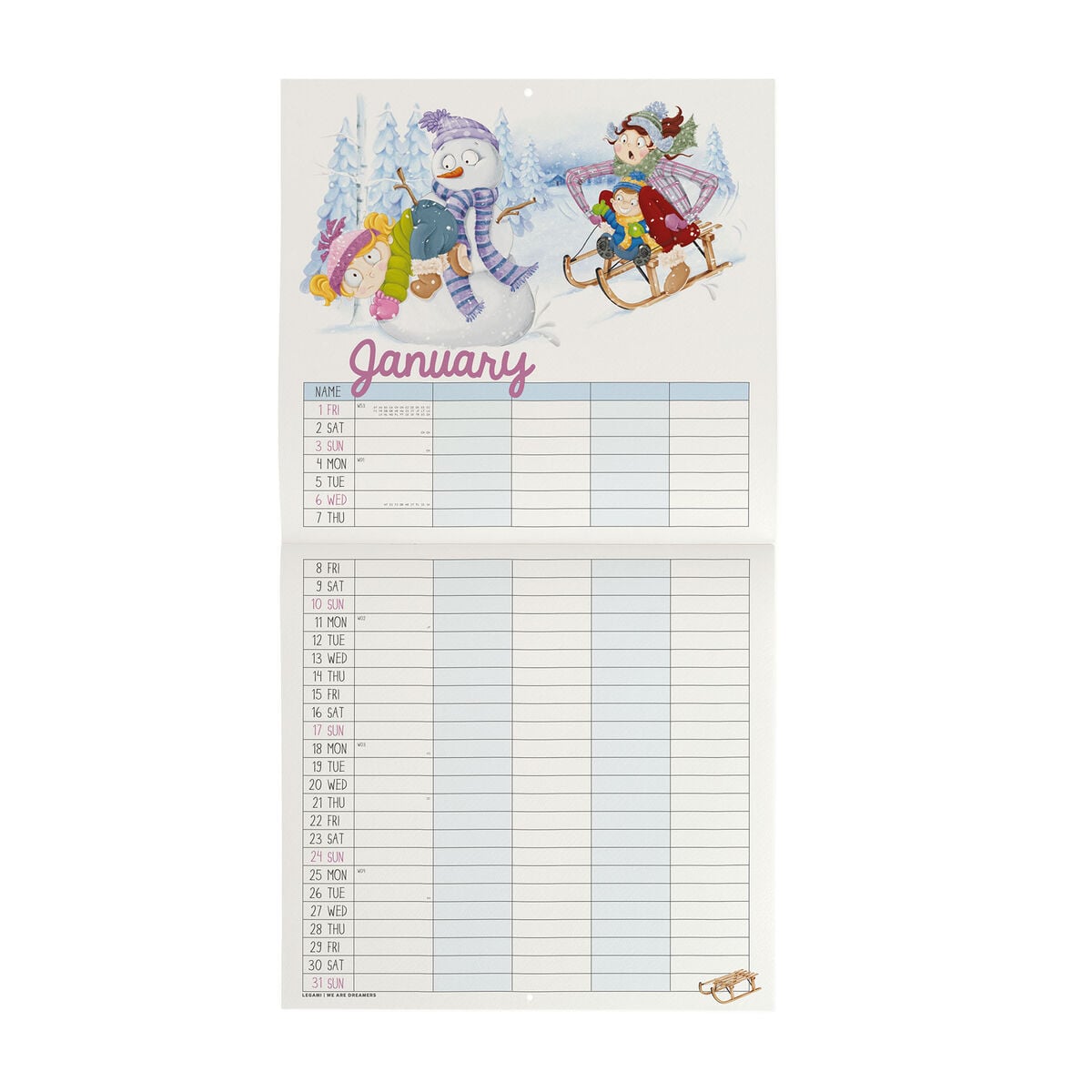 Legami - Süper Mum 2027 Wall Takvim - 30 x 29 cm
