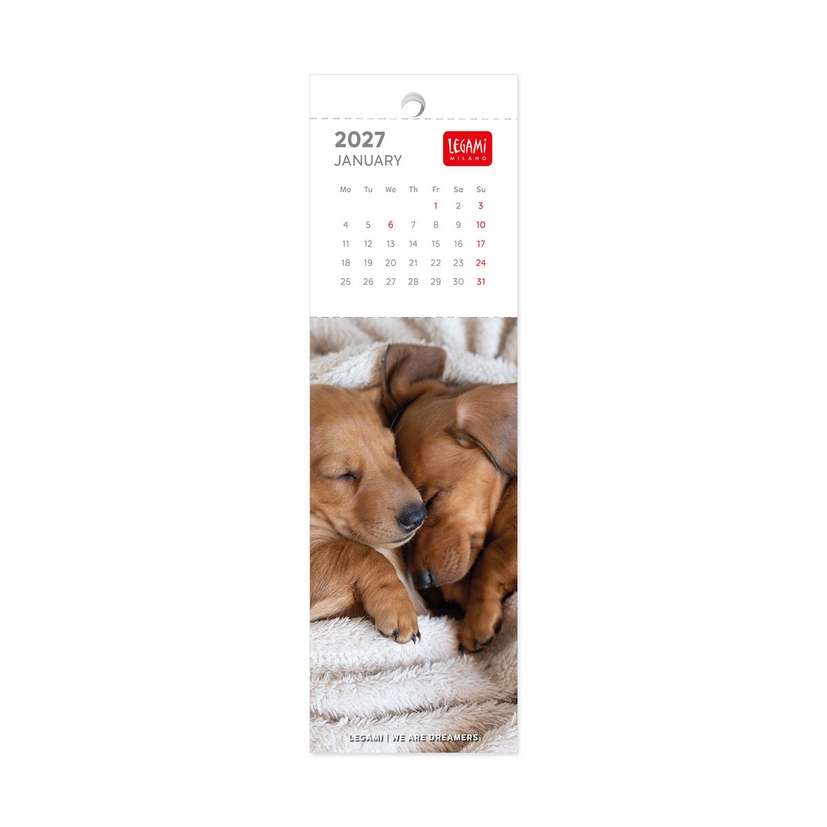 Legami - Puppies 2027 Kitap Ayracı Takvim - 5,5 x 18 cm