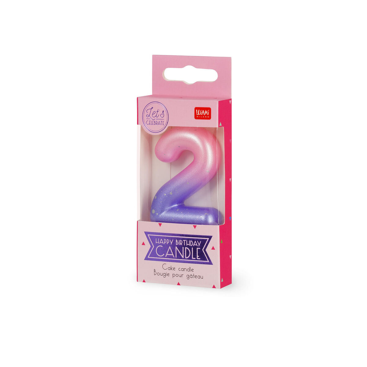 Legami - Pink Doğum Günü Cake Candle - 2 - Mutlu Doğum Günü Candle