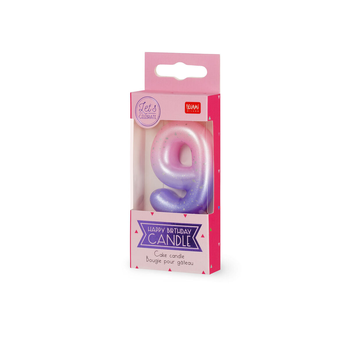 Legami - Pink Doğum Günü Cake Candle - 9 - Mutlu Doğum Günü Candle