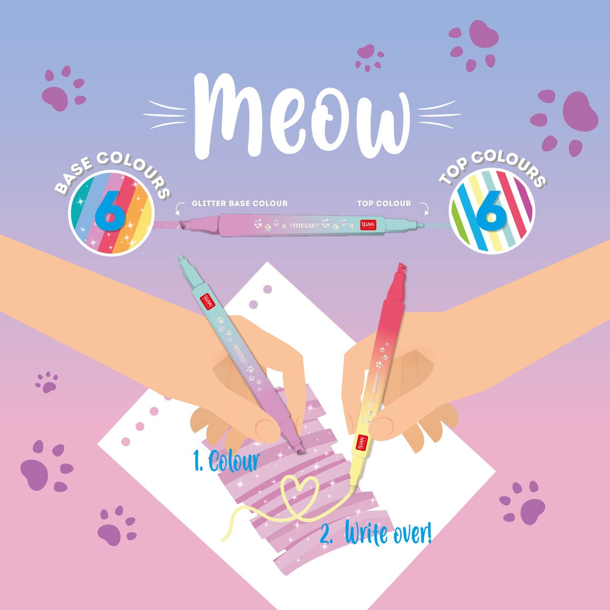 Legami - 6'lı Çift Uçlu Katmanlama Kalem Seti - Miyav