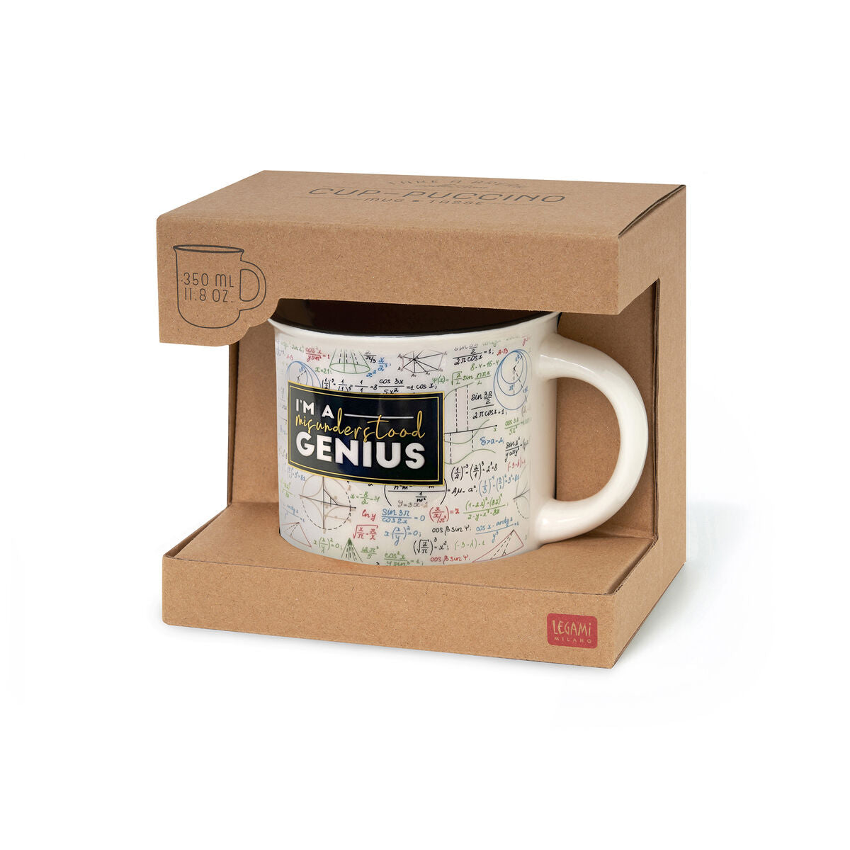 Legami - New Bone China Porcelain Kupa ile Genius-Themed Illustration. 350 ml capacity. ideal Gift Idea f