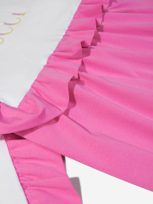 PUCCI Girls Cotton Ruffle Trim Logo Dress