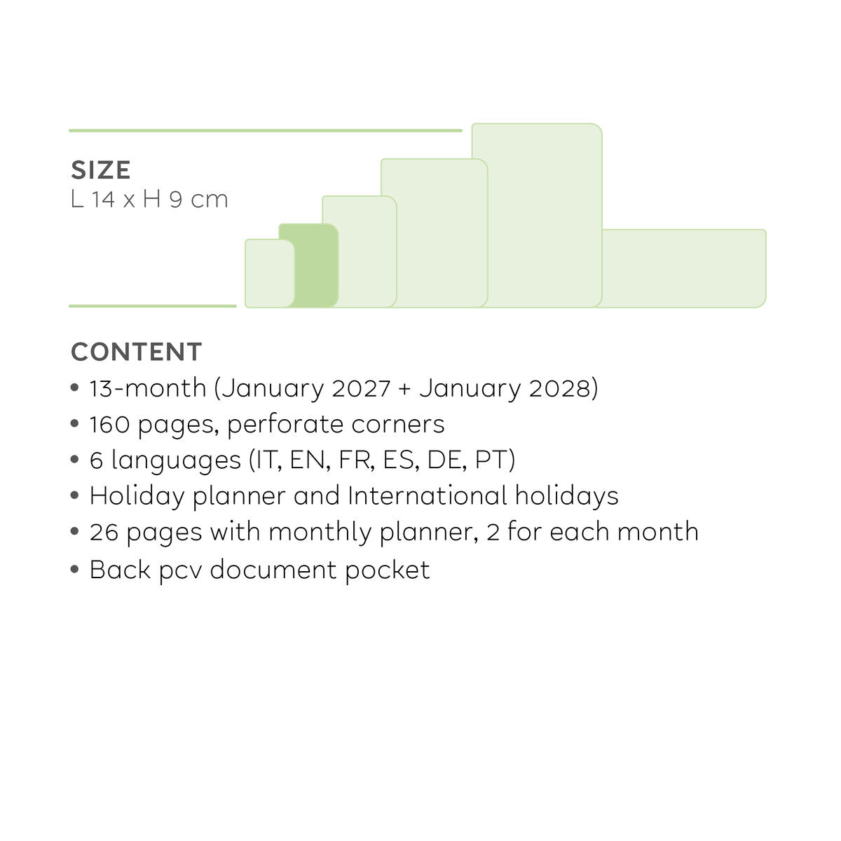 Legami - 13-Month Küçük Horizontal Weekly Günlük 2027 - Cosmic Lilac