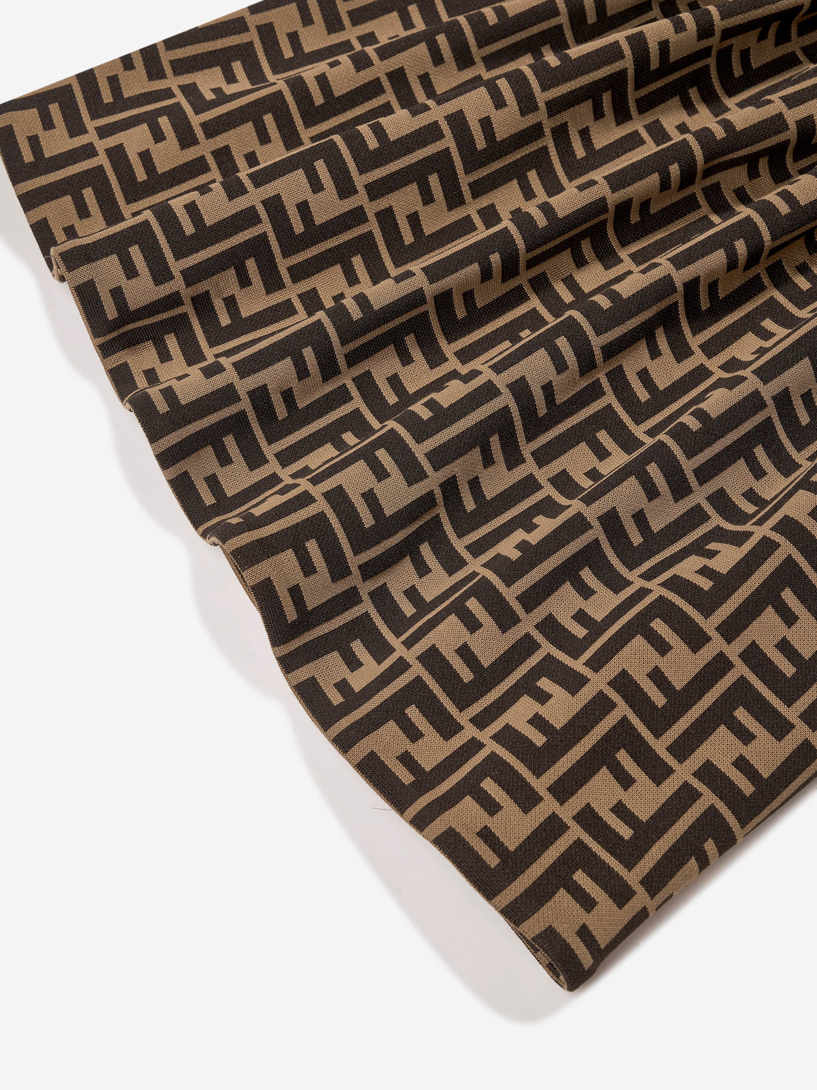 Fendi Girls FF Logo Dress in Brown