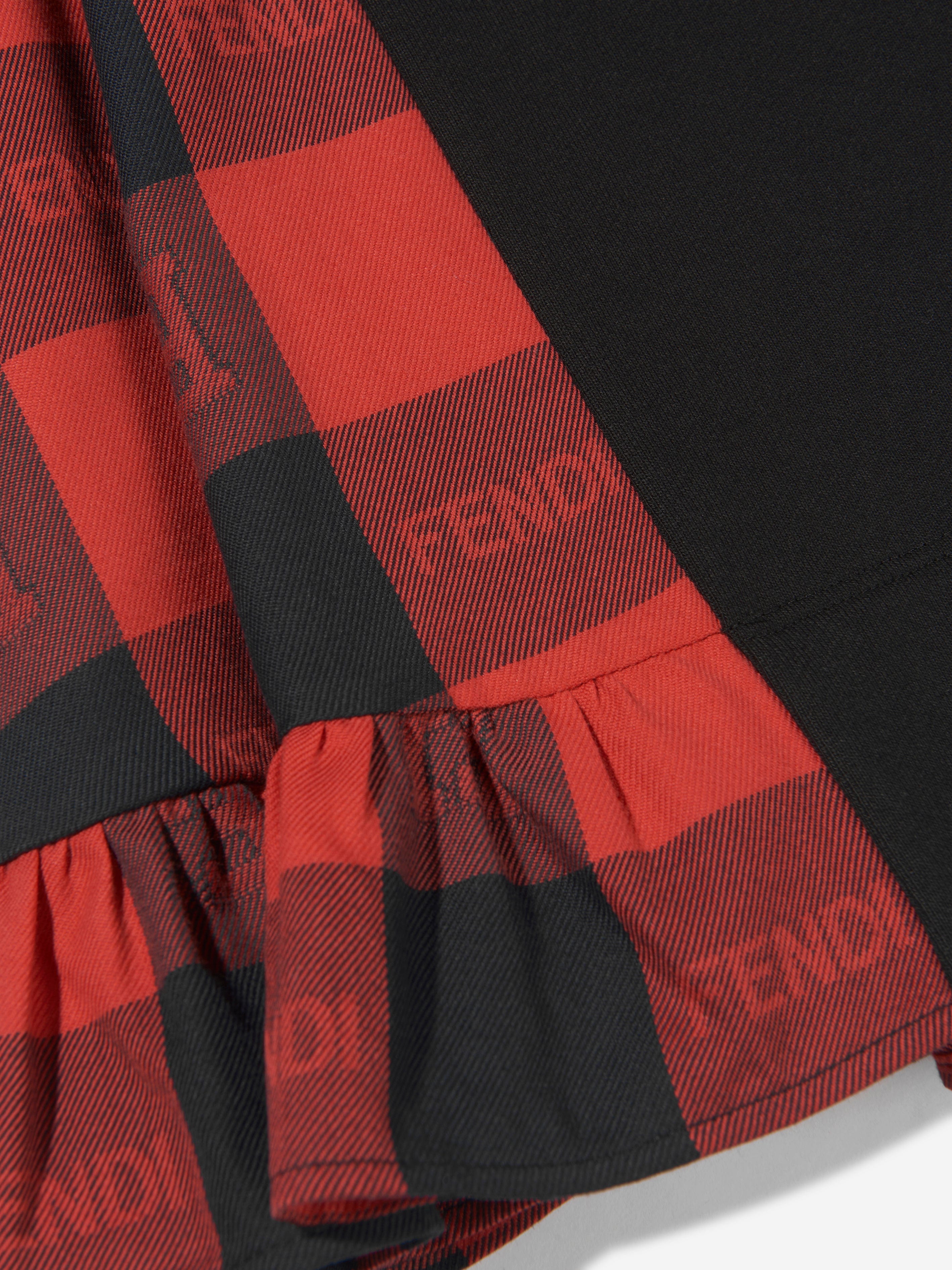 Fendi Girls Checked A-Line Dress in Black