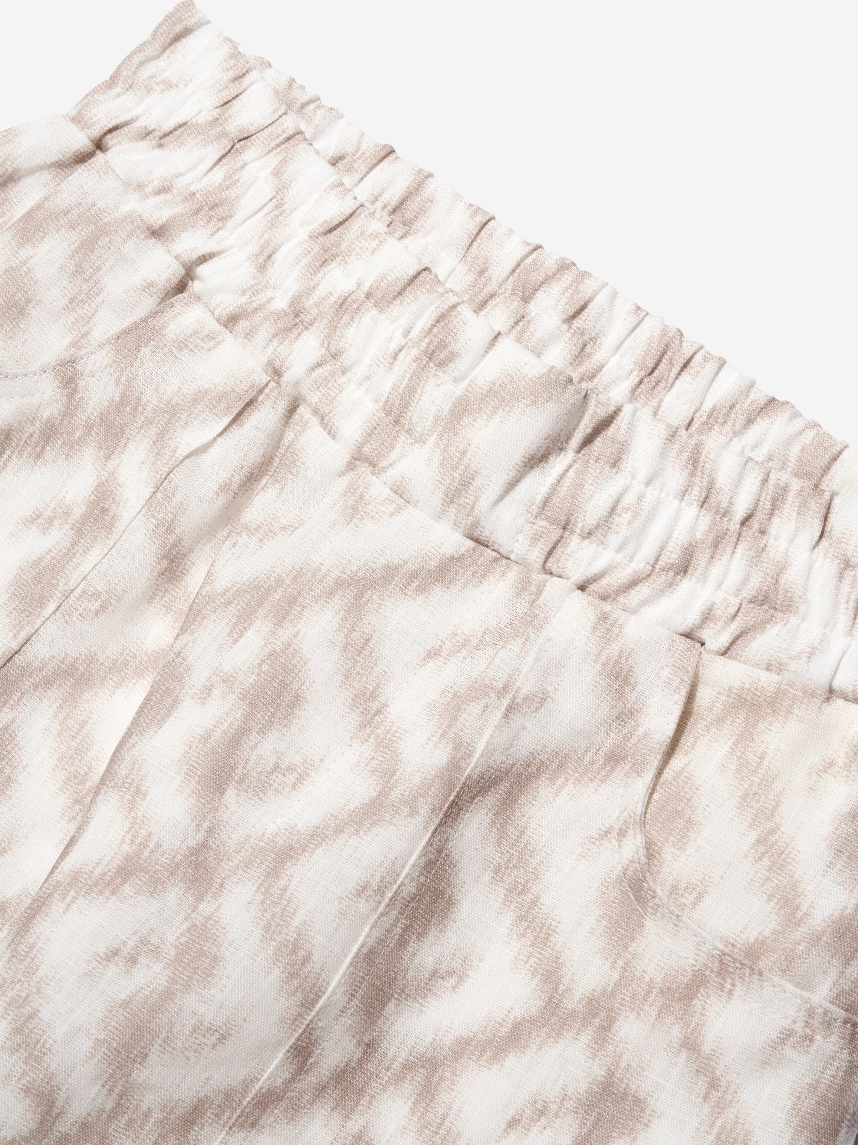 Fendi Boys FF Logo Linen Shorts in Ivory