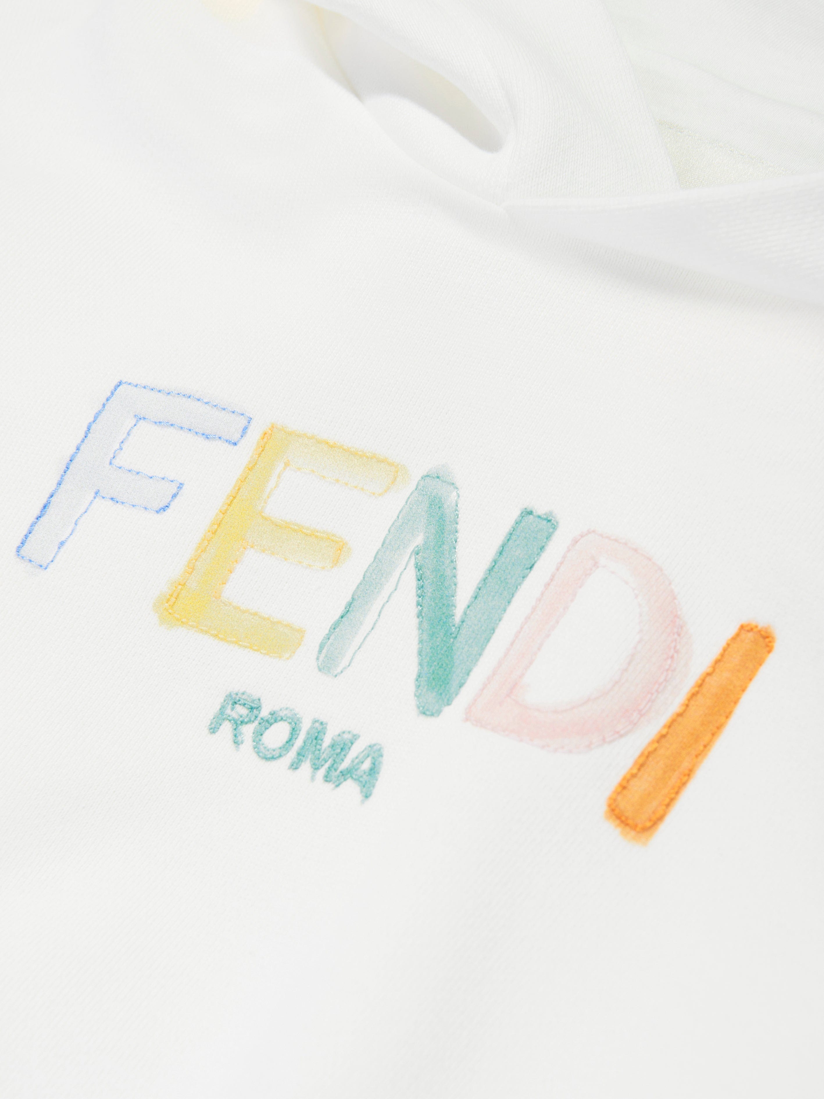 Fendi Girls Cropped Hoodie in White
