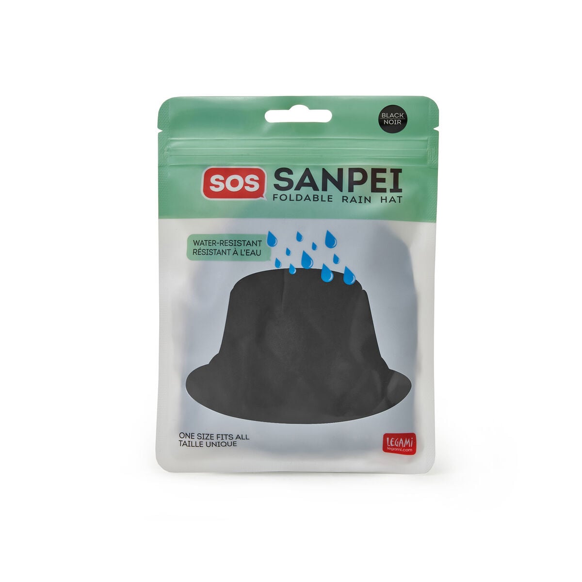 Legami - Siyah Katlanabilir Yağmur Şapkası - SOS Sanpei
