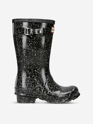 Hunter Girls Original Giant Glitter Wellingon Boots in Black