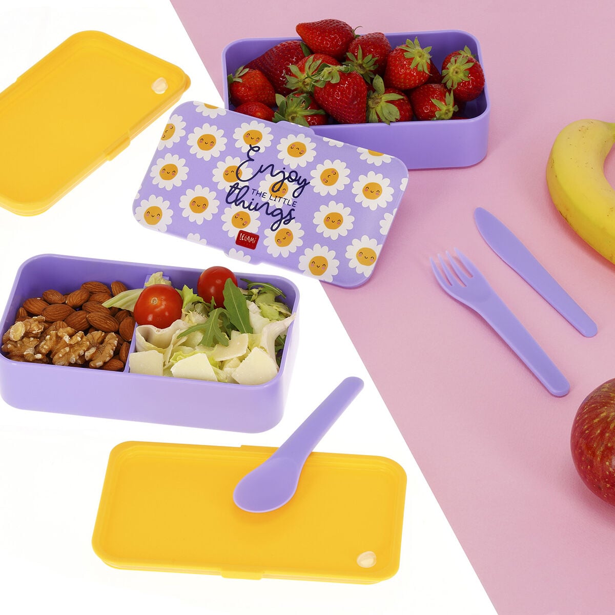 Legami - 1200 ml Bento Yemek Kutusu - Daisy - Bento Yemek Kutusu