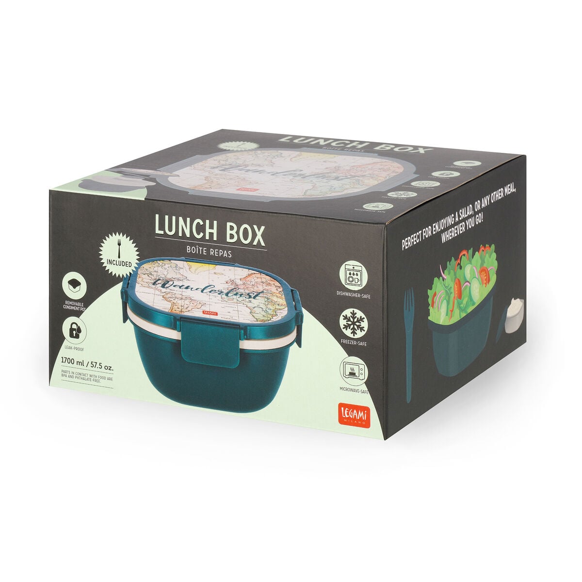 Legami - 1700 ml Bento Yemek Kutusu - Seyahat - Bento Yemek Kutusu
