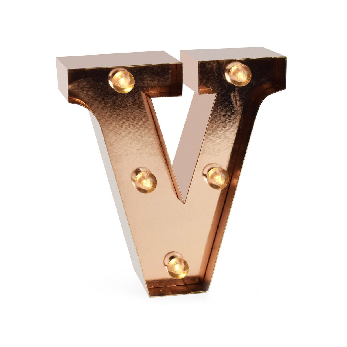 Legami - Rose Gold Işıklı Dekoratif Harf - V - Mini Dekoratif Işık