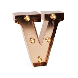 Legami - Rose Gold Işıklı Dekoratif Harf - V - Mini Dekoratif Işık