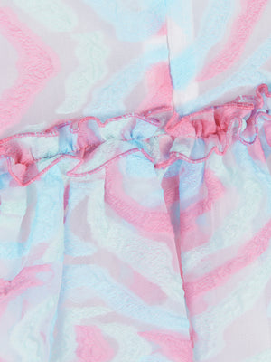 Mama Luma Girls Abstract Curve Organza Dress in Blue