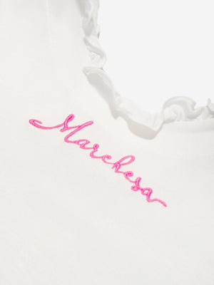 Marchesa Girls Logo Embroidered Floral Dress in Multicolour