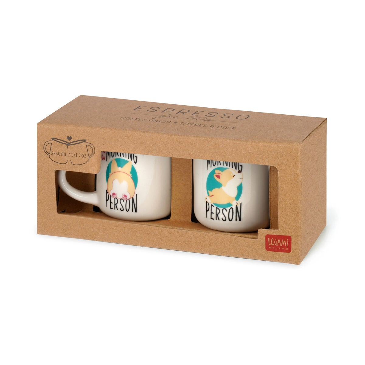 Legami - Seti 2 Coffee Cups - Corgi - Espresso Two
