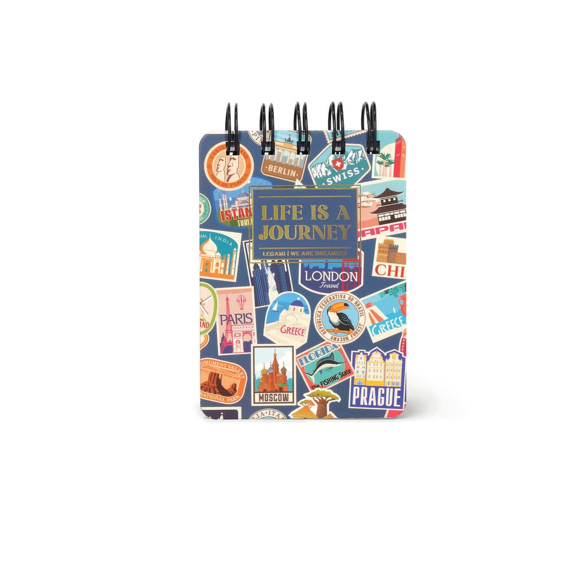 Legami - Lined Defter ile Illustrated Hard Kılıf - Seyahat Stickers - Jotter - Spiral-Bound