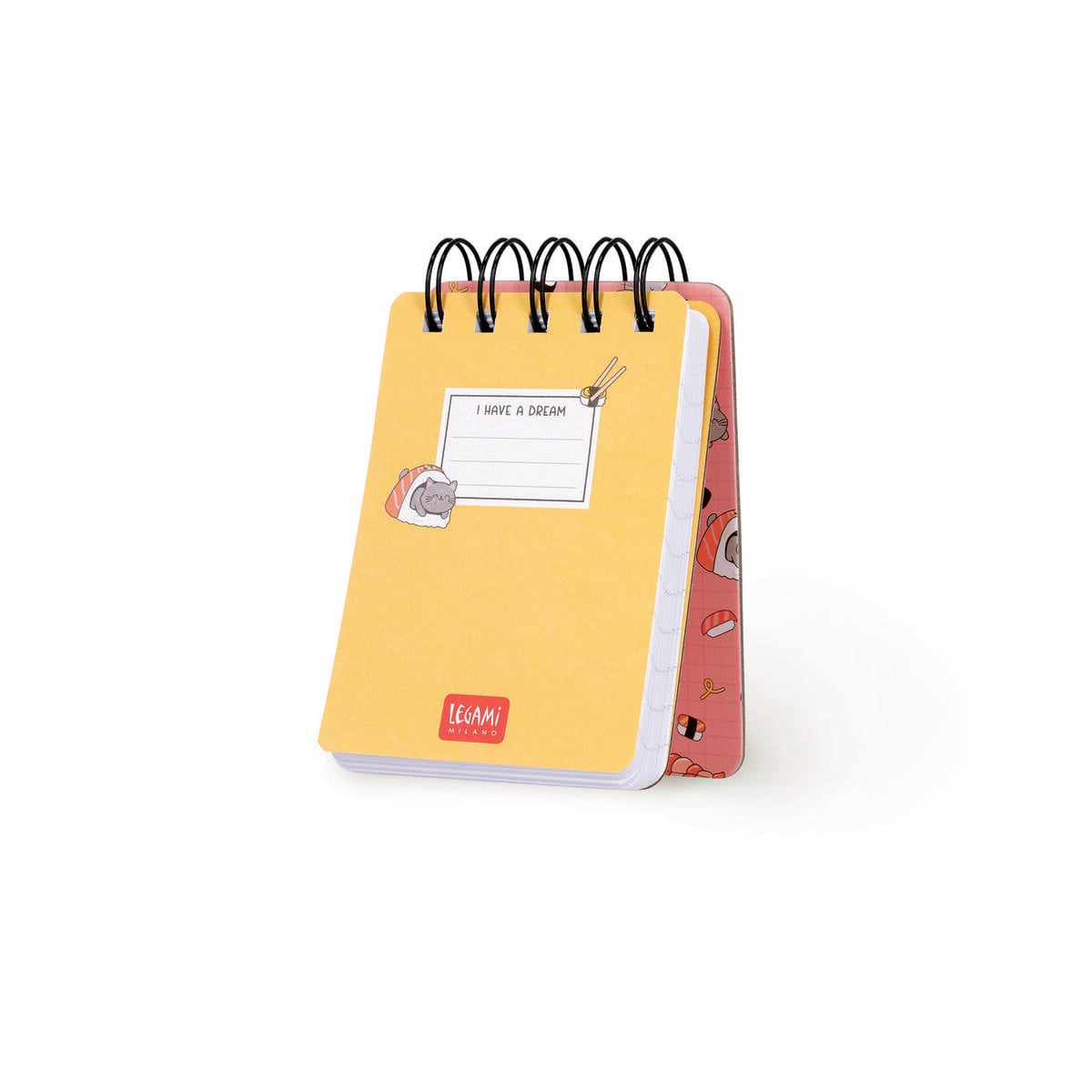 Legami - Lined Defter ile Illustrated Hard Kılıf - Sushi Cat - Jotter - Spiral-Bound