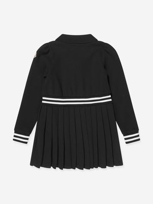 Moncler Enfant Girls Half Zip Pleated Dress in Black