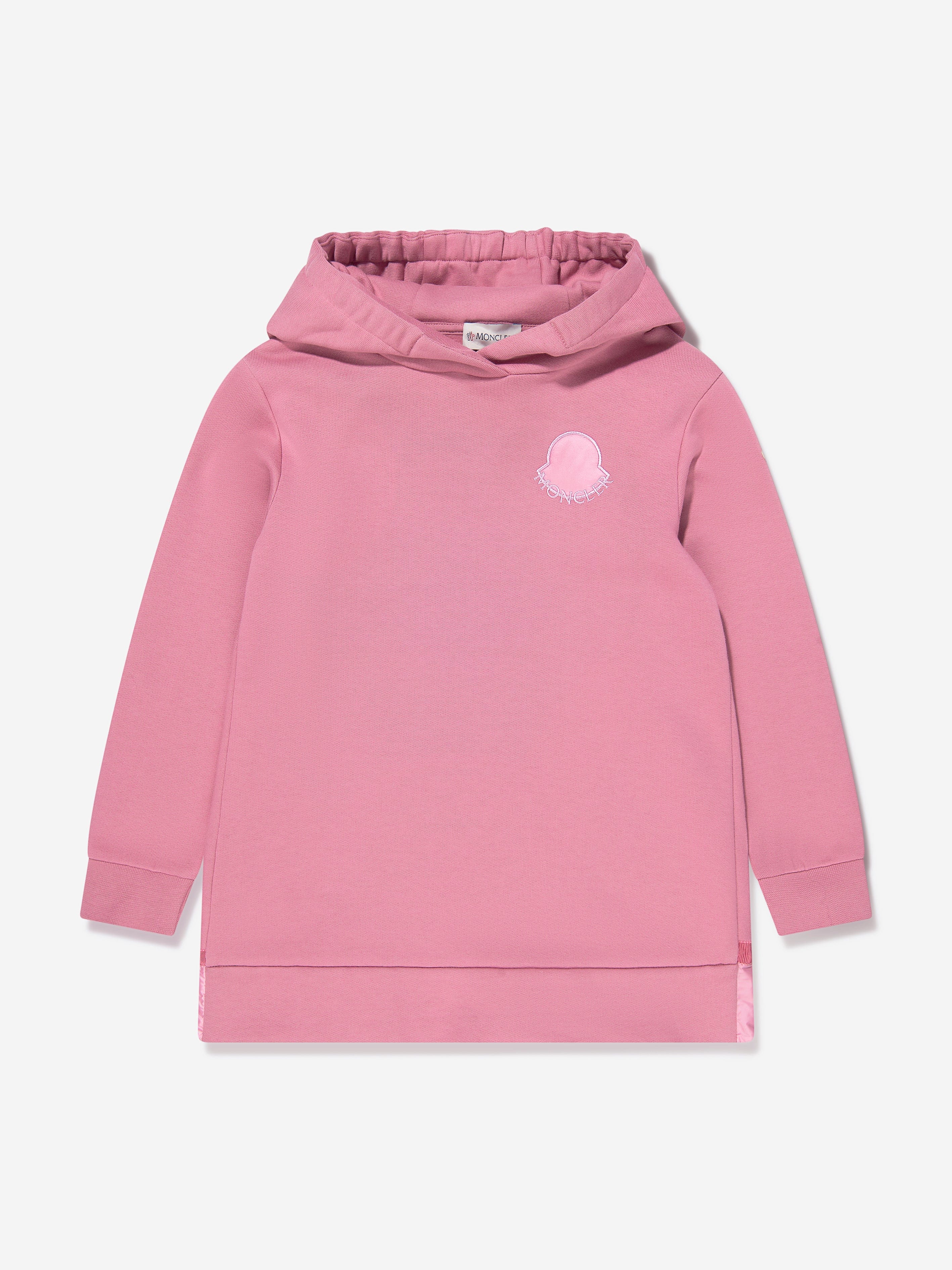 Moncler Enfant Girls Hooded Sweater Dress in Pink