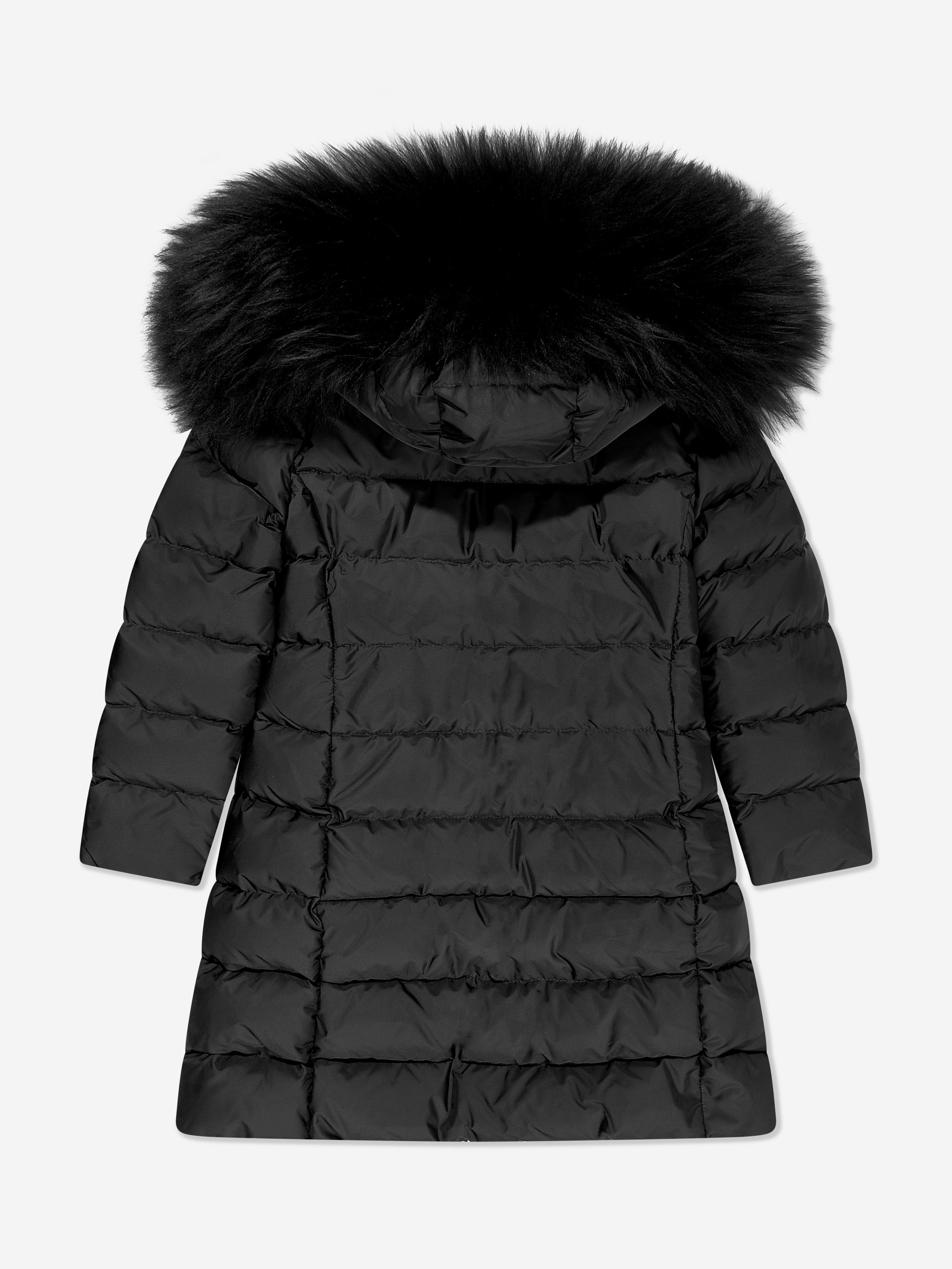 Moncler Enfant Girls Abelle Hooded Shearling Down Coat in Black