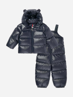 Moncler Enfant Baby Down Padded Snowsuit in Navy