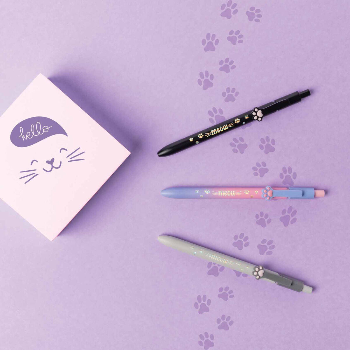 Legami - Kitty-Themed Ballpoint Kalem - Red Ink - Meow