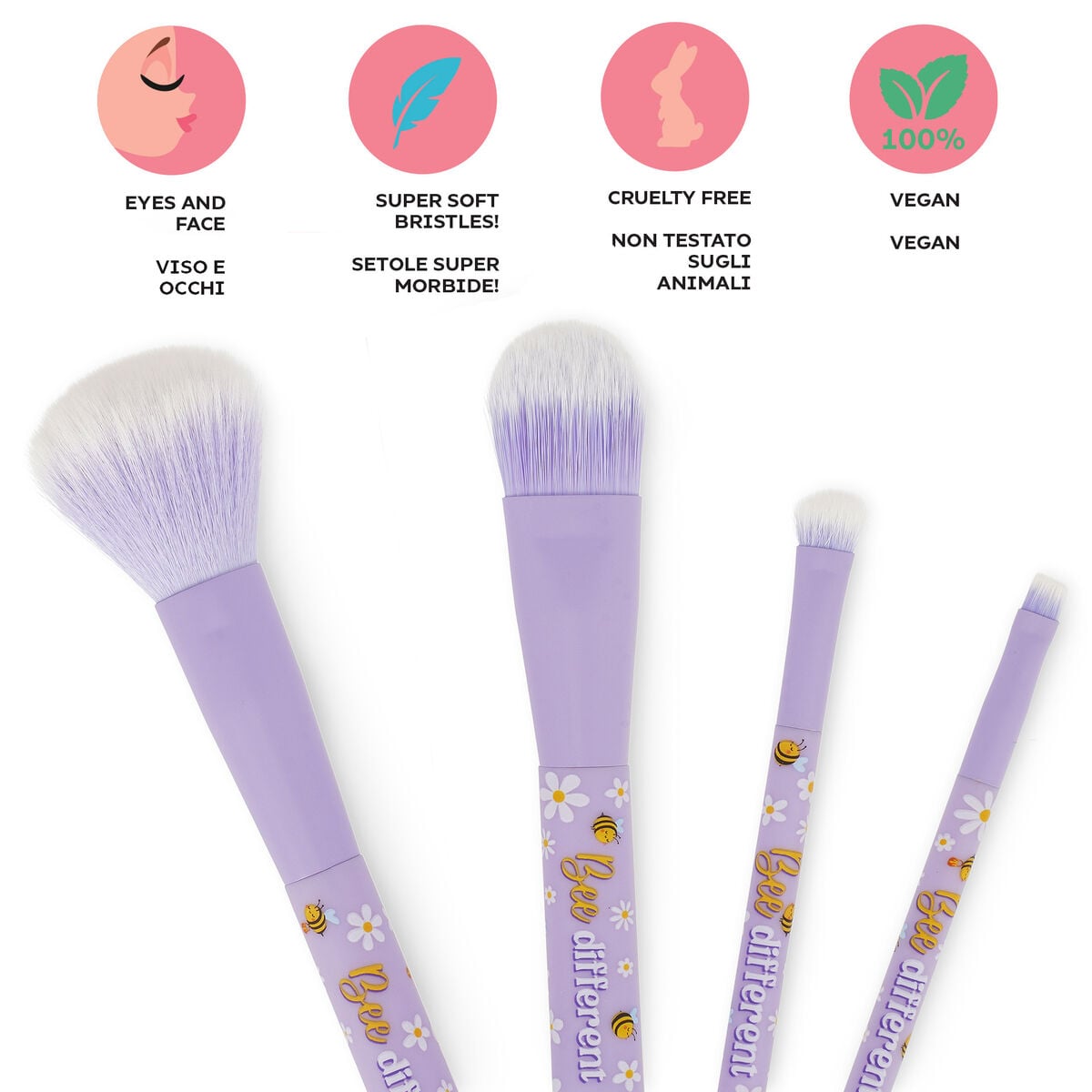 Legami - 4'lü Arı Makyaj Fırçası Seti - Oh My Glow!