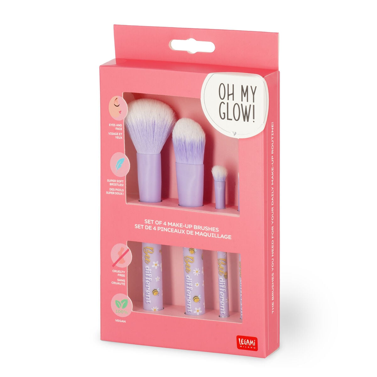 Legami - 4'lü Arı Makyaj Fırçası Seti - Oh My Glow!