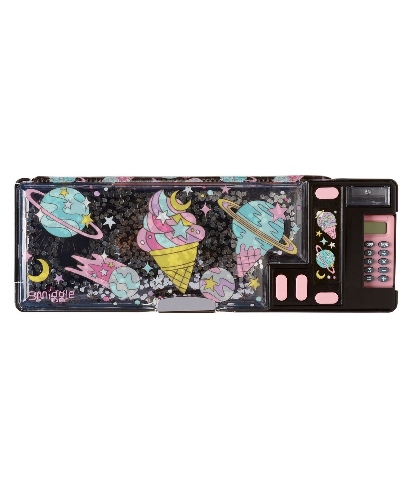 Smiggle – Dondurma ve Gezegenler Hesap Makineli Pop Out Otomatik Kalem Kutusu-Dinossi