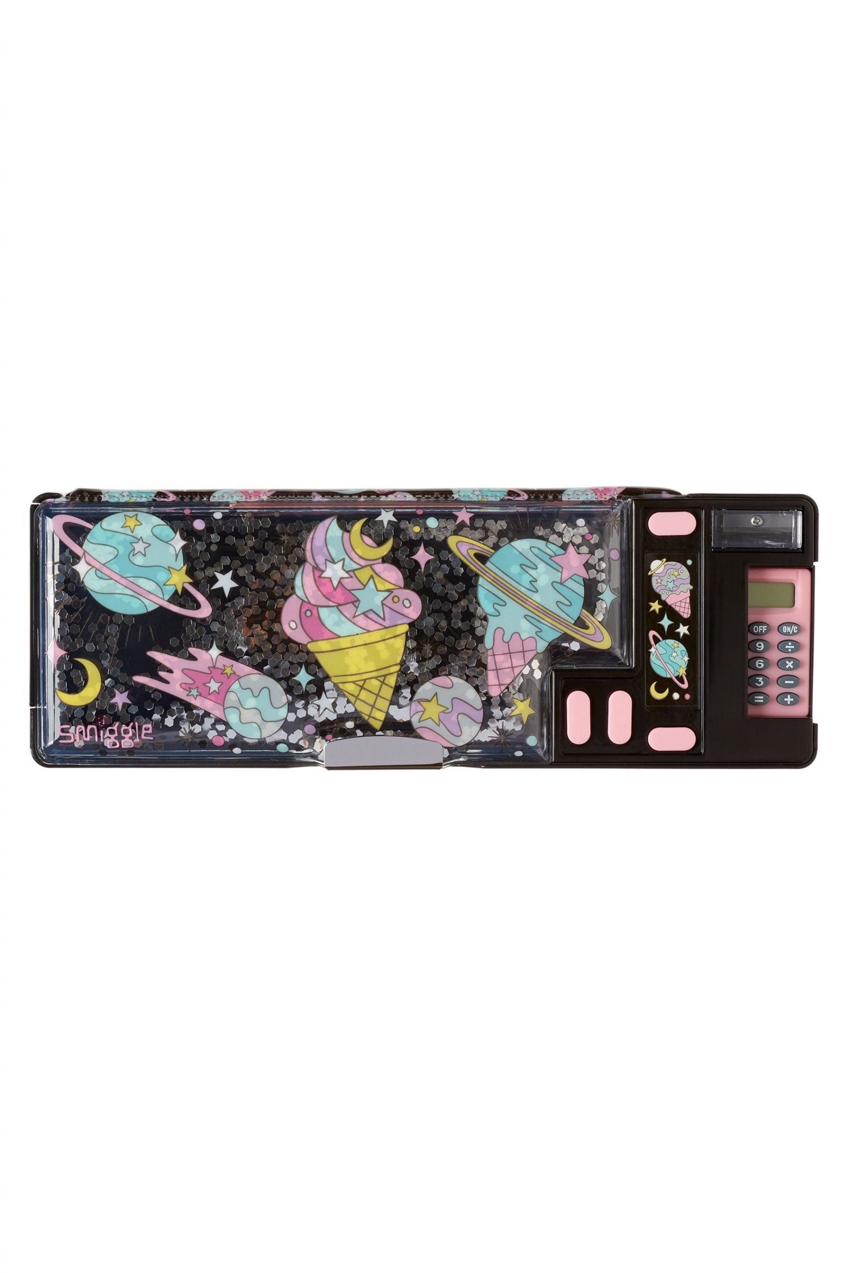 Smiggle – Dondurma ve Gezegenler Hesap Makineli Pop Out Otomatik Kalem Kutusu-Dinossi