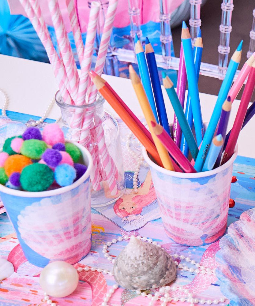 Party Pieces - Deniz Kızı 8li Parti Karton Bardakları-Dinossi