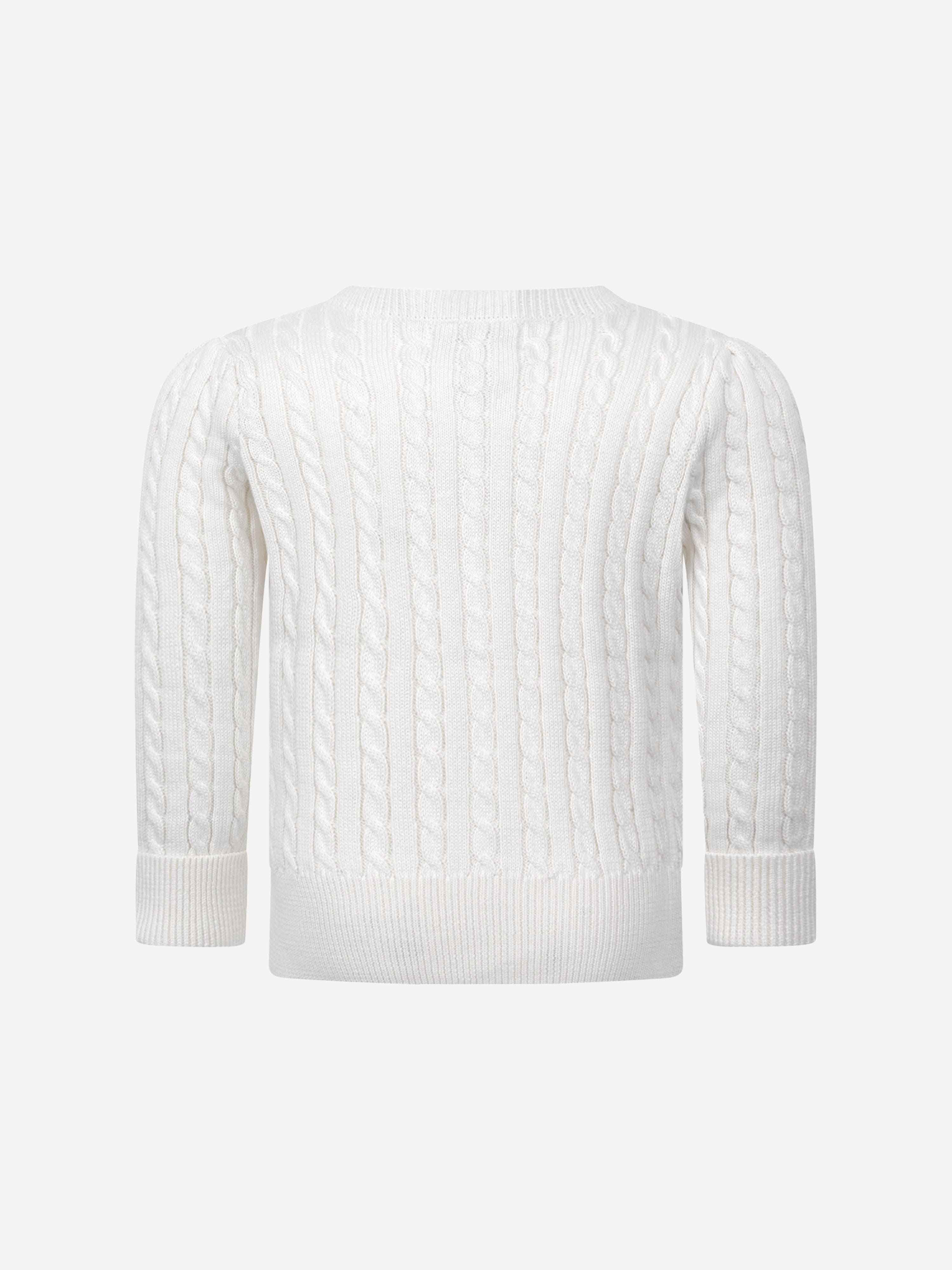 Ralph Lauren Baby Girls Mini Cable Knit Cardigan in Ivory