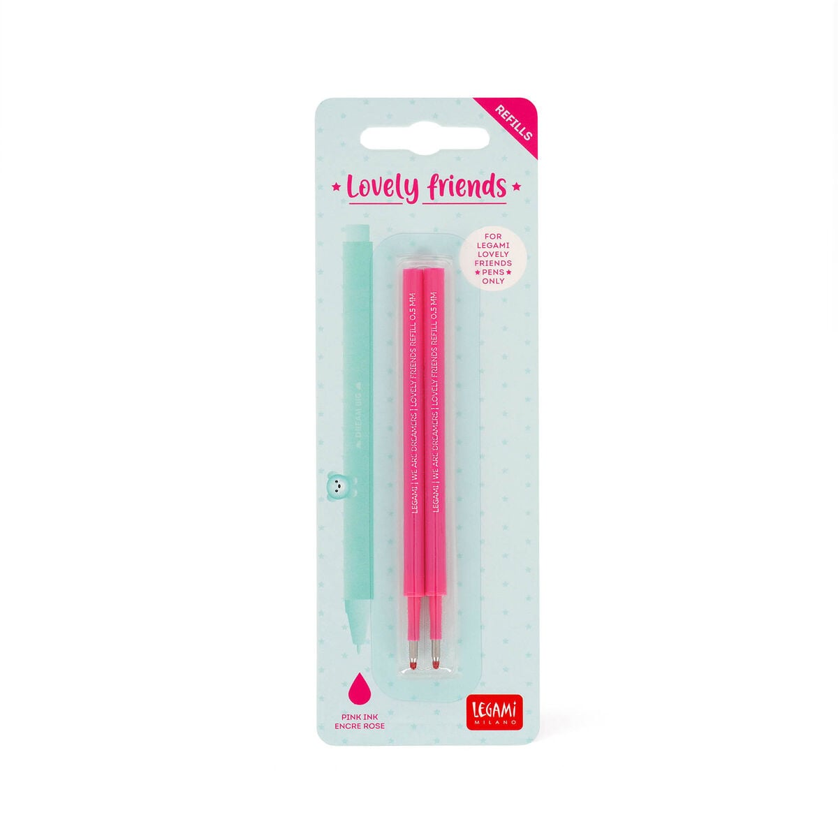 Legami - Seti 2 Refills Sevimli Arkadaşlar Gel Pens - Pink Ink